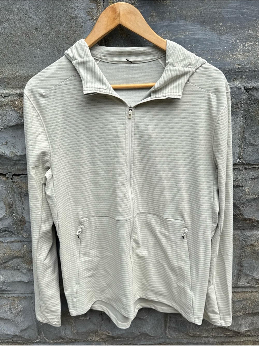 Lululemon Men’s Full Zip Hoodie M Off White Performance Jacquard City Sweat
